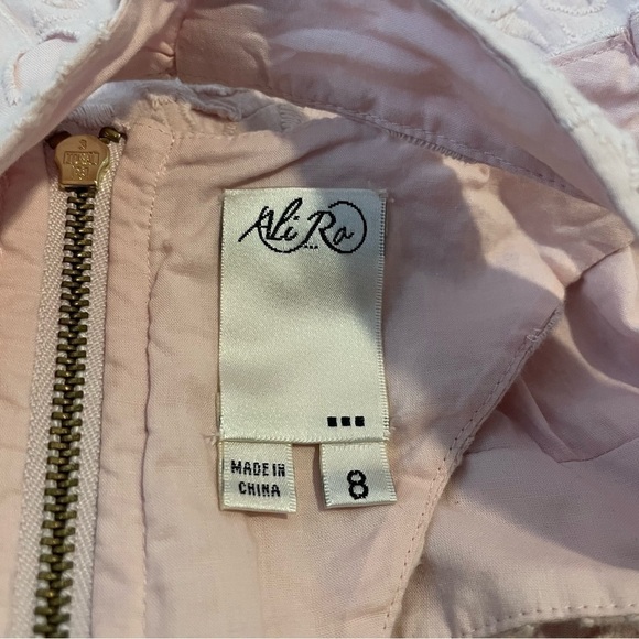 Ali Ro Shell Light Pink Eyelet Lace Razorback Dress Size 8 - Picture 4 of 5